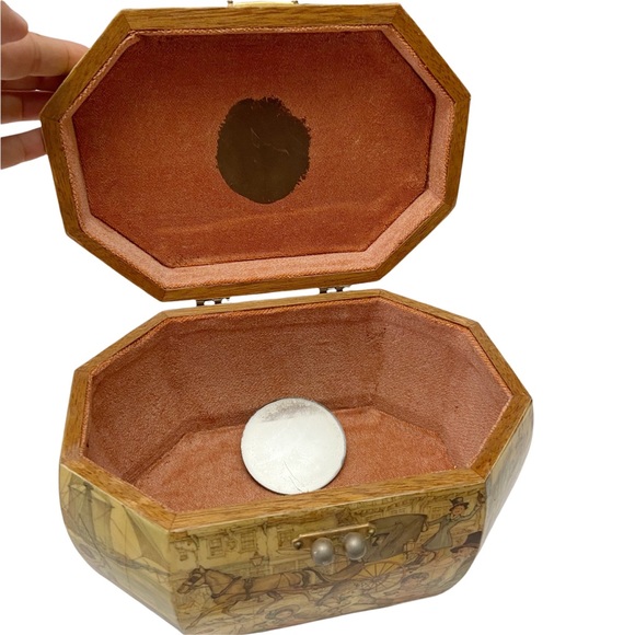 Vintage 1970s Anton Pieck Street Scene Decoupage Wood Box Lucite Purse Handbag - Picture 8 of 13